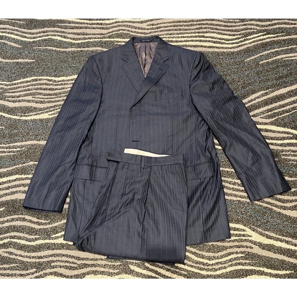 Cremieux Denver CT Suit Loro Piana Super 130s Wool Men’s 44L /38 Navy Pinstripe